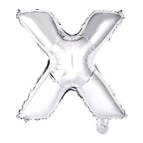 Balão metalizado 40cm número prata X